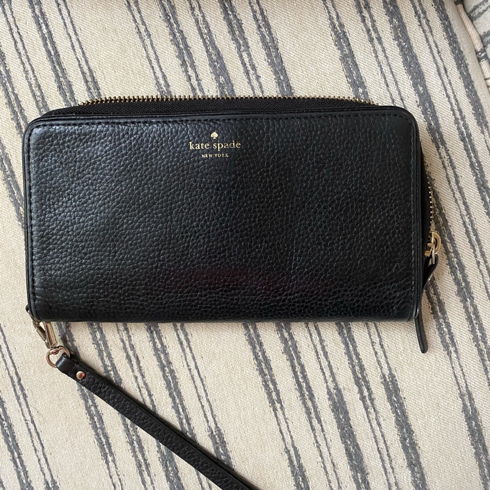 Authentic Black Leather Kate Spade Wristlet/Wallet